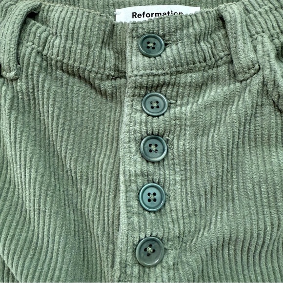 Reformation Cynthia Button Fly Corduroy Pants Jeans in Moss Green size 27 - Picture 7 of 16